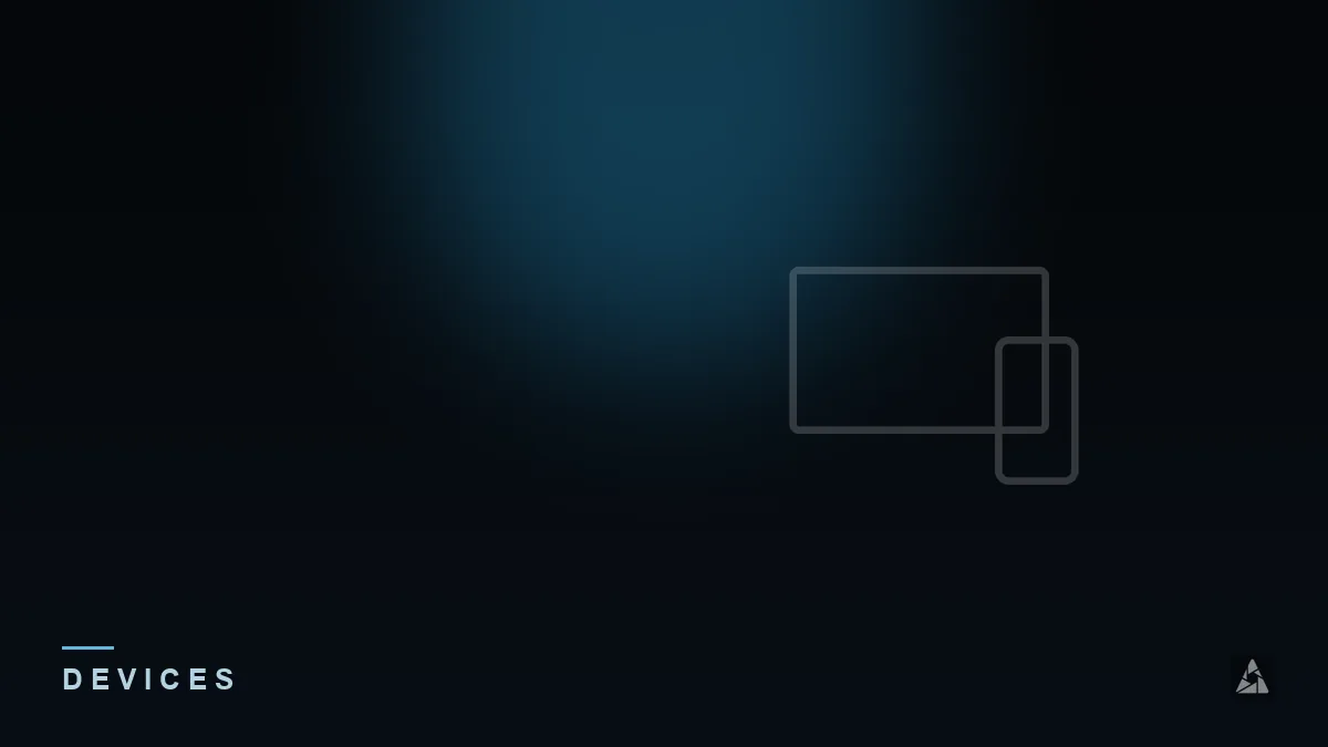 Dark abstract banner with overlapping TV and phone device icons, illustrating the topic of “IPTV Box — How to Evaluate Your Options”