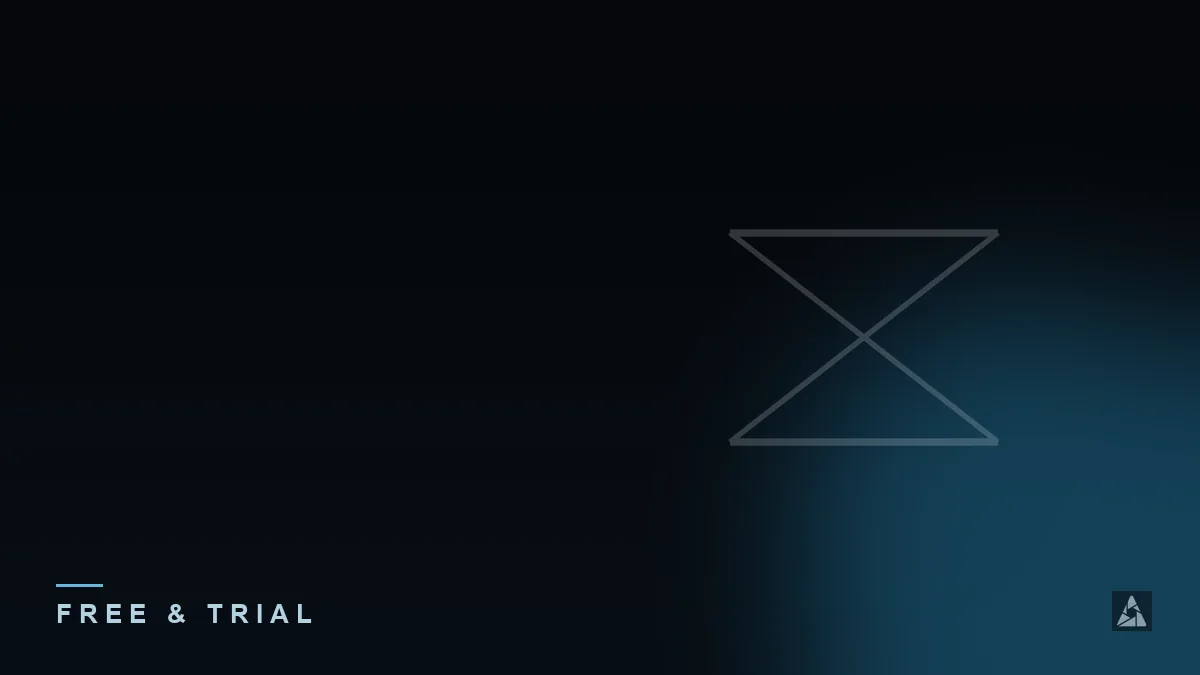 Dark abstract banner with an hourglass icon, illustrating the topic of “IPTV Free Trial Explained”