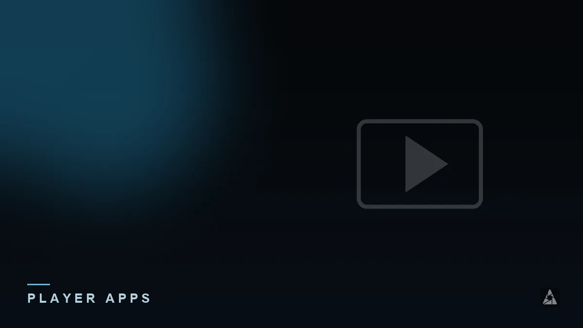 Dark abstract banner with a media player screen with a play icon, illustrating the topic of “IPTV Editor: What This Tool Does”