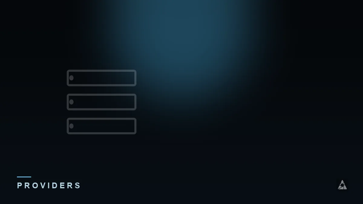 Dark abstract banner with a stacked server icon, illustrating the topic of “Choosing an IPTV Provider in the UK”