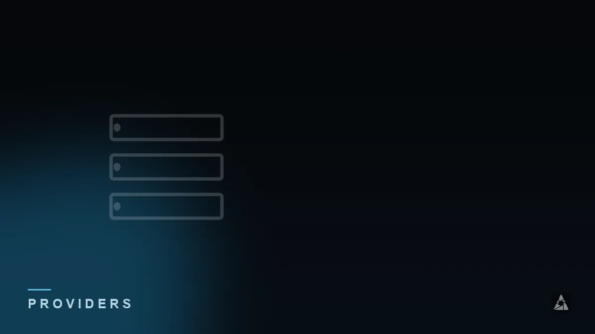 Dark abstract banner with a stacked server icon, illustrating the topic of “IPTV Providers Explained”